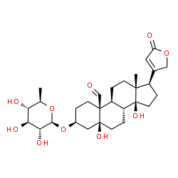 ChemSpider 2D Image | (3Î²,5Î²)-3-[(6-Deoxy-Î²-D-glucopyranosyl)oxy]-5,14-dihydroxy-19-oxocard-20(22)-enolide | C29H42O10