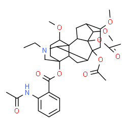ChemSpider 2D Image | 8,9-Diacetoxy-20-ethyl-1,14,16-trimethoxyaconitan-4-yl 2-acetamidobenzoate | C36H48N2O10