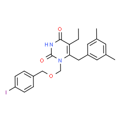 ChemSpider 2D Image | 6-(3,5-Dimethylbenzyl)-5-ethyl-1-{[(4-iodobenzyl)oxy]methyl}-2,4(1H,3H)-pyrimidinedione | C23H25IN2O3