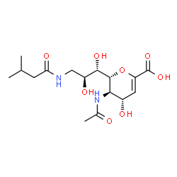ChemSpider 2D Image | 5-(acetylamino)-2,6-anhydro-3,5,9-trideoxy-9-[(3-methylbutanoyl)amino]-L-glycero-L-altro-non-2-enonic acid | C16H26N2O8