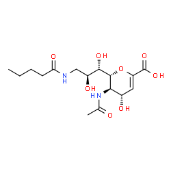 ChemSpider 2D Image | 5-(acetylamino)-2,6-anhydro-3,5,9-trideoxy-9-(pentanoylamino)-L-glycero-L-altro-non-2-enonic acid | C16H26N2O8