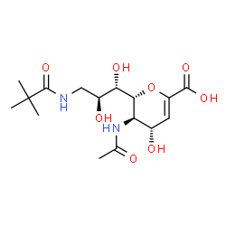 ChemSpider 2D Image | 5-(acetylamino)-2,6-anhydro-3,5,9-trideoxy-9-[(2,2-dimethylpropanoyl)amino]-L-glycero-L-altro-non-2-enonic acid | C16H26N2O8