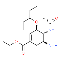 ChemSpider 2D Image | Ethyl (3R,4R,5S)-5-amino-4-[(1-~11~C)ethanoylamino]-3-(3-pentanyloxy)-1-cyclohexene-1-carboxylate | C1511CH28N2O4