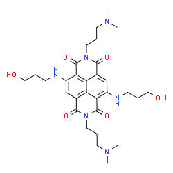 ChemSpider 2D Image | 2,7-Bis[3-(dimethylamino)propyl]-4,9-bis[(3-hydroxypropyl)amino]benzo[lmn][3,8]phenanthroline-1,3,6,8(2H,7H)-tetrone | C30H42N6O6