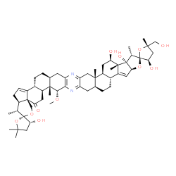 ChemSpider 2D Image | (2S,3R,3'S,3''R,4'R,4a'R,5S,6b'R,8a'S,11a'S,11b'S,13'R,13a'R,13b'S,14'S,16a'S,17b'R,19a'S,22'R,22a'S,22b'S,24a'R)-3,3'',13',13b'-Tetrahydroxy-5-(hydroxymethyl)-22'-methoxy-4',5,5'',5'',11a',13a',14',2
2a'-octamethyl-4,4',4'',4a',5,5',5'',6b',7',8',8a',9',11',11a',11b',12',13',13a',13b',14',16a',17b',18',19',19a',20',22',22a',22b',23'-triacontahydro-3H,3''H,24'H-dispiro[furan-2,15'-furo[3'',2'':3',4
']cyclopenta[1',2':5,6]naphtho[1,2-b]pyrano[ | C55H76N2O11