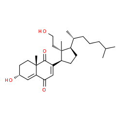 ChemSpider 2D Image | (4aS,7R)-7-Hydroxy-3-{(1R,2R,3R)-2-(2-hydroxyethyl)-2-methyl-3-[(2R)-6-methyl-2-heptanyl]cyclopentyl}-4a-methyl-4a,5,6,7-tetrahydro-1,4-naphthalenedione | C27H42O4