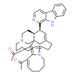 ChemSpider 2D Image | 1,1'-[(1S,2S,12S,16Z,25S)-25-(9H-beta-Carbolin-1-yl)-11,22-diazapentacyclo[11.11.2.1~2,22~.0~2,12~.0~4,11~]heptacosa-3,5,13(26),16-tetraene-3,5-diyl]diethanone | C40H46N4O2