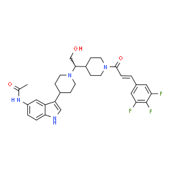 ChemSpider 2D Image | N-{3-[1-(2-Hydroxy-1-{1-[(2E)-3-(3,4,5-trifluorophenyl)-2-propenoyl]-4-piperidinyl}ethyl)-4-piperidinyl]-1H-indol-5-yl}acetamide | C31H35F3N4O3