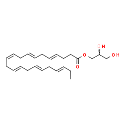 ChemSpider 2D Image | 2,3-Dihydroxypropyl (4E,7E,10Z,13E,16E,19E)-4,7,10,13,16,19-docosahexaenoate | C25H38O4
