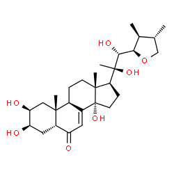 ChemSpider 2D Image | (2beta,3beta,5beta,22R,23R,24S,25S)-2,3,14,20,22-pentahydroxy-23,26-epoxyergost-7-en-6-one | C28H44O7