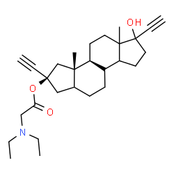 ChemSpider 2D Image | (2R,3aS,3bS)-2,6-Diethynyl-6-hydroxy-3a,5a-dimethylhexadecahydrodicyclopenta[a,f]naphthalen-2-yl N,N-diethylglycinate | C28H41NO3