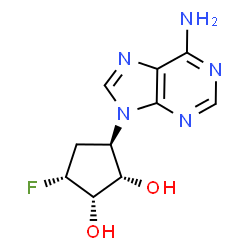 ChemSpider 2D Image | (1S,2S,3R,5R)-3-(6-Amino-9H-purin-9-yl)-5-fluoro-1,2-cyclopentanediol | C10H12FN5O2