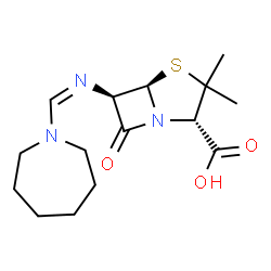ChemSpider 2D Image | (2S,5R,6R)-6-[(Z)-(1-Azepanylmethylene)amino]-3,3-dimethyl-7-oxo-4-thia-1-azabicyclo[3.2.0]heptane-2-carboxylic acid | C15H23N3O3S