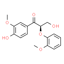 ChemSpider 2D Image | (2R)-3-Hydroxy-1-(4-hydroxy-3-methoxyphenyl)-2-(2-methoxyphenoxy)-1-propanone | C17H18O6