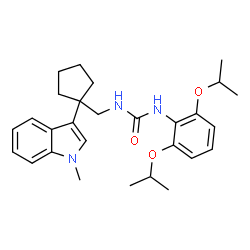 ChemSpider 2D Image | 1-(2,6-Diisopropoxyphenyl)-3-{[1-(1-methyl-1H-indol-3-yl)cyclopentyl]methyl}urea | C28H37N3O3