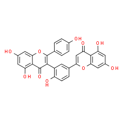 ChemSpider 2D Image | 3-[5-(5,7-Dihydroxy-4-oxo-4H-chromen-2-yl)-2-hydroxyphenyl]-5,7-dihydroxy-2-(4-hydroxyphenyl)-4H-chromen-4-one | C30H18O10