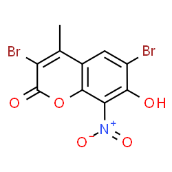 ChemSpider 2D Image | 3,6-Dibromo-7-hydroxy-4-methyl-8-nitro-2H-chromen-2-one | C10H5Br2NO5
