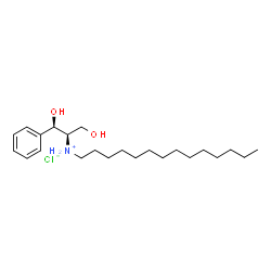 ChemSpider 2D Image | N-[(1R,2R)-1,3-Dihydroxy-1-phenyl-2-propanyl]-1-tetradecanaminium chloride | C23H42ClNO2