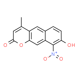 ChemSpider 2D Image | 8-Hydroxy-4-methyl-9-nitro-2H-benzo[g]chromen-2-one | C14H9NO5