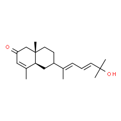 ChemSpider 2D Image | (4aR,8aS)-6-[(2E,4E)-6-Hydroxy-6-methyl-2,4-heptadien-2-yl]-4,8a-dimethyl-4a,5,6,7,8,8a-hexahydro-2(1H)-naphthalenone | C20H30O2
