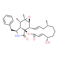 ChemSpider 2D Image | (1E,4R,8S,9E,12aS,15S,15aS,16S,16aR,17aS,17bS)-15-Benzyl-8-hydroxy-4,16,16a-trimethyl-5,6,7,8,15,15a,16,16a,17a,17b-decahydro-3H-oxacyclotetradecino[2,3-d]oxireno[f]isoindole-11,13(4H,14H)-dione | C29H37NO5