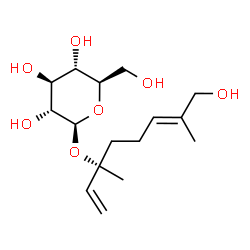 ChemSpider 2D Image | (3S,6E)-8-Hydroxy-3,7-dimethyl-1,6-octadien-3-yl beta-D-glucopyranoside | C16H28O7