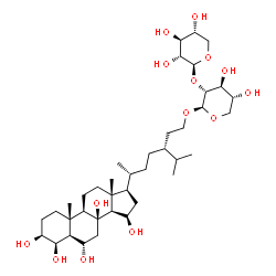 ChemSpider 2D Image | (3beta,4beta,5alpha,6alpha,15beta,24R)-3,4,6,8,15-Pentahydroxystigmastan-29-yl 2-O-beta-D-xylopyranosyl-beta-D-xylopyranoside | C39H68O14