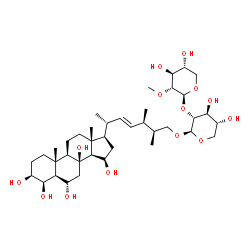 ChemSpider 2D Image | (3beta,4beta,5alpha,6alpha,15beta,22E,24R,25S)-3,4,6,8,15-Pentahydroxyergost-22-en-26-yl 2-O-(2-O-methyl-beta-D-xylopyranosyl)-beta-D-xylopyranoside | C39H66O14