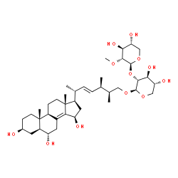 ChemSpider 2D Image | (3beta,5alpha,6alpha,15beta,22E,24R,25S)-3,6,15-Trihydroxyergosta-8(14),22-dien-26-yl 2-O-(2-O-methyl-beta-D-xylopyranosyl)-beta-D-xylopyranoside | C39H64O12