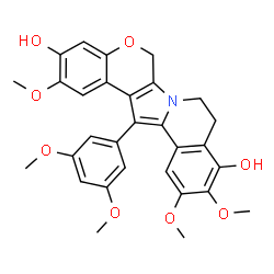 ChemSpider 2D Image | 14-(3,5-Dimethoxyphenyl)-2,11,12-trimethoxy-8,9-dihydro-6H-chromeno[4',3':4,5]pyrrolo[2,1-a]isoquinoline-3,10-diol | C30H29NO8