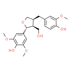 ChemSpider 2D Image | 4-[(2R,3S,4S)-4-(4-Hydroxy-3-methoxybenzyl)-3-(hydroxymethyl)tetrahydro-2-furanyl]-2,6-dimethoxyphenol | C21H26O7