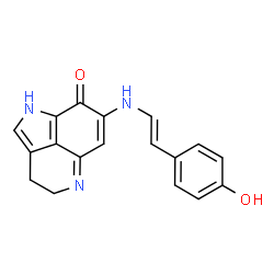 ChemSpider 2D Image | 7-{[(E)-2-(4-Hydroxyphenyl)vinyl]amino}-3,4-dihydropyrrolo[4,3,2-de]quinolin-8(1H)-one | C18H15N3O2