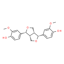 ChemSpider 2D Image | 4,4'-(1R,3aR,4R,6aR)-Tetrahydro-1H,3H-furo[3,4-c]furan-1,4-diylbis(2-methoxyphenol) | C20H22O6