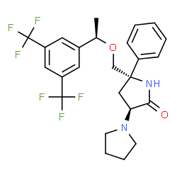ChemSpider 2D Image | (3'S,5'S)-5'-({(1R)-1-[3,5-Bis(trifluoromethyl)phenyl]ethoxy}methyl)-5'-phenyl-1,3'-bipyrrolidin-2'-one | C25H26F6N2O2