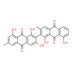 ChemSpider 2D Image | 1,1',3,8,8'-Pentahydroxy-3',6-dimethyl-2,2'-bianthracene-9,9',10,10'-tetrone | C30H18O9