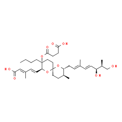 ChemSpider 2D Image | (2E,4E)-5-{(2S,3R,6S,8R,9S)-3-Butyl-3-[(3-carboxypropanoyl)oxy]-8-[(2E,4E,6S,7S)-6,8-dihydroxy-3,7-dimethyl-2,4-octadien-1-yl]-9-methyl-1,7-dioxaspiro[5.5]undec-2-yl}-3-methyl-2,4-pentadienoic acid | C34H52O10