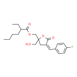 ChemSpider 2D Image | [(4Z)-4-(4-Fluorobenzylidene)-2-(hydroxymethyl)-5-oxotetrahydro-2-furanyl]methyl 2-ethylhexanoate | C21H27FO5
