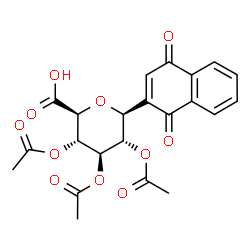 ChemSpider 2D Image | (6S)-3,4,5-Tri-O-acetyl-2,6-anhydro-6-(1,4-dioxo-1,4-dihydro-2-naphthalenyl)-L-gulonic acid | C22H20O11