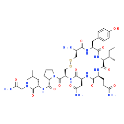 ChemSpider 2D Image | 1-{[(4S,7S,10S,13S,16S,19S)-19-Amino-7-(2-amino-2-oxoethyl)-10-(3-amino-3-oxopropyl)-13-[(2S)-2-butanyl]-16-(4-hydroxybenzyl)-6,9,12,15,18-pentaoxo-1,2-dithia-5,8,11,14,17-pentaazacycloicosan-4-yl]car
bonyl}-L-prolyl-L-leucylglycinamide | C43H66N12O12S2