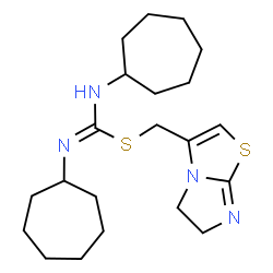 ChemSpider 2D Image | 5,6-Dihydroimidazo[2,1-b][1,3]thiazol-3-ylmethyl N,N'-dicycloheptylcarbamimidothioate | C21H34N4S2