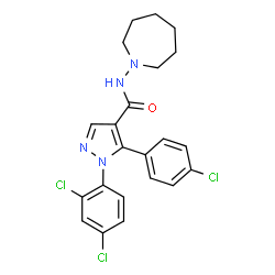 ChemSpider 2D Image | N-(1-Azepanyl)-5-(4-chlorophenyl)-1-(2,4-dichlorophenyl)-1H-pyrazole-4-carboxamide | C22H21Cl3N4O