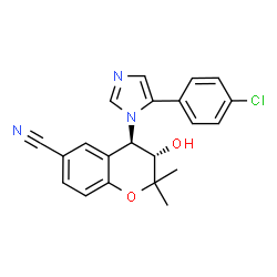 ChemSpider 2D Image | (3S,4R)-4-[5-(4-Chlorophenyl)-1H-imidazol-1-yl]-3-hydroxy-2,2-dimethyl-6-chromanecarbonitrile | C21H18ClN3O2