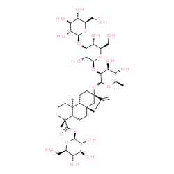 ChemSpider 2D Image | 1-O-[(5beta,8alpha,9beta,10alpha,13alpha)-13-{[beta-D-Glucopyranosyl-(1->3)-beta-D-glucopyranosyl-(1->2)-6-deoxy-beta-D-mannopyranosyl]oxy}-18-oxokaur-16-en-18-yl]-beta-D-glucopyranose | C44H70O22