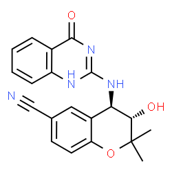 ChemSpider 2D Image | (3S,4R)-3-Hydroxy-2,2-dimethyl-4-[(4-oxo-1,4-dihydro-2-quinazolinyl)amino]-6-chromanecarbonitrile | C20H18N4O3