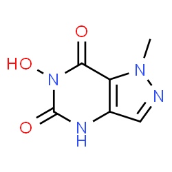 ChemSpider 2D Image | 6-Hydroxy-1-methyl-1H-pyrazolo[4,3-d]pyrimidine-5,7(4H,6H)-dione | C6H6N4O3