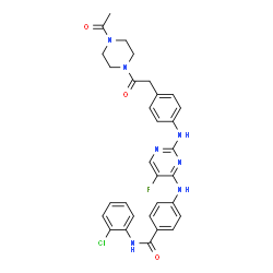 ChemSpider 2D Image | 4-[[2-[[4-[2-(4-ACETYL-1-PIPERAZINYL)-2-OXOETHYL]PHENYL]AMINO]-5-FLUORO-4-PYRIMIDINYL]AMINO]-N-(2-CHLOROPHENYL)BENZAMIDE | C31H29ClFN7O3
