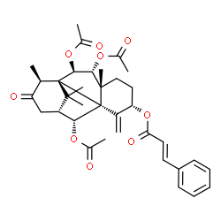 ChemSpider 2D Image | (2beta,5beta,8alpha,9beta,10alpha,12alpha)-2,9,10-Triacetoxy-13-oxo-3,11-cyclotax-4(20)-en-5-yl (2E)-3-phenylacrylate | C35H42O9