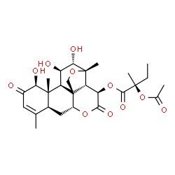 ChemSpider 2D Image | (1beta,11beta,12alpha,13beta,15beta)-1,11,12-Trihydroxy-2,16-dioxo-13,20-epoxypicras-3-en-15-yl (2S)-2-acetoxy-2-methylbutanoate | C27H36O11