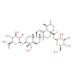 ChemSpider 2D Image | 1-O-[(3beta)-3-(beta-L-Glucopyranuronosyloxy)-23-hydroxy-28-oxours-12-en-28-yl]-beta-D-glucopyranose | C42H66O15