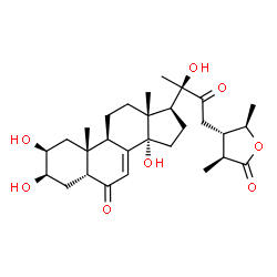 ChemSpider 2D Image | (2beta,3beta,5beta,24S,25S,28R)-2,3,14,20-Tetrahydroxy-26,28-epoxystigmast-7-ene-6,22,26-trione | C29H42O8